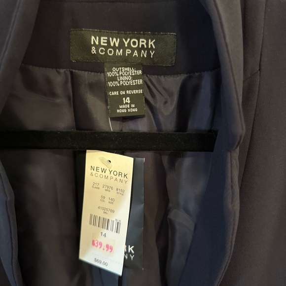 New York & Company Navy Blazer NWT Size 14 - Picture 3 of 3
